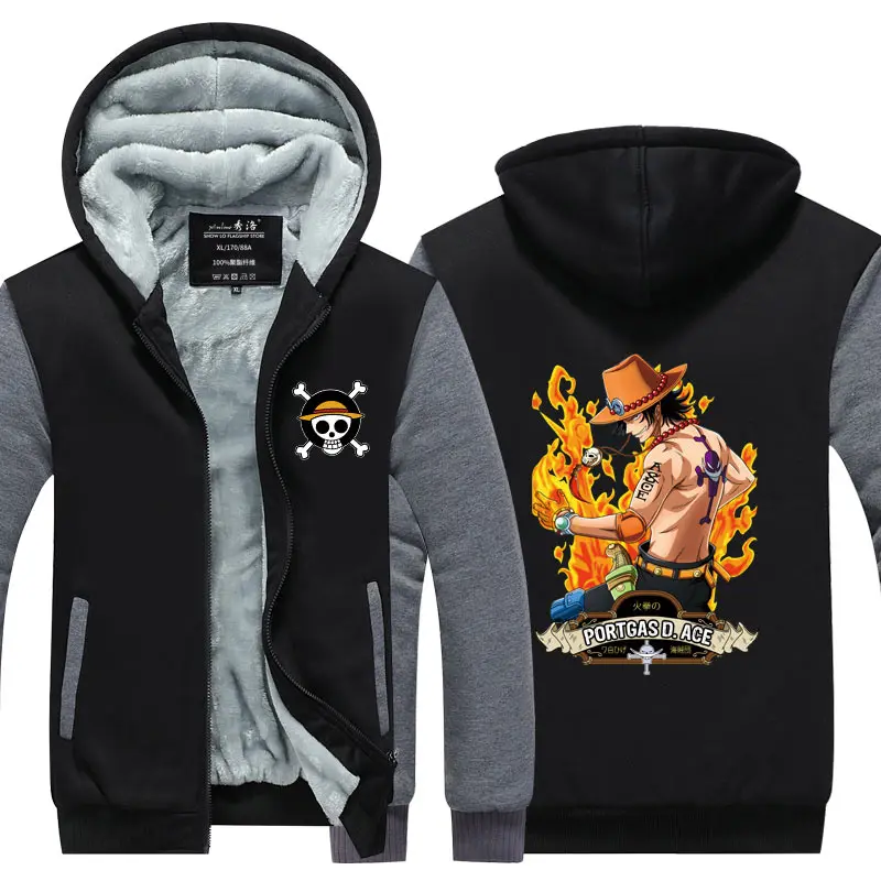Цельная зимняя толстовка с капюшоном Monkey D. Толстовки Luffy At Night Zip Up 3D печатные