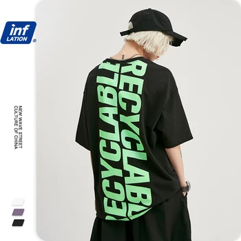 

INFLATION Letter Print Hip Hop Men T shirt Tee Shirt Homme For Men 2020 Trending Funny T shirts For Men Short Sleeve 1122S20