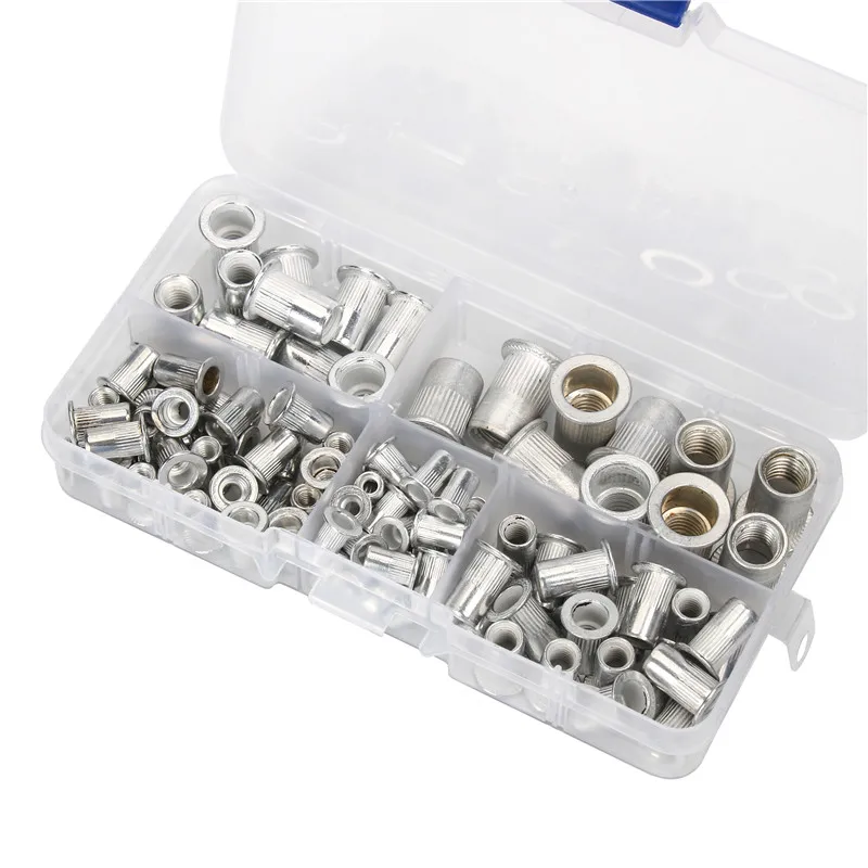 

100PCS M3 M4 M5 M6 M8 Aluminum Rivet NutsInsert Rivets Multi Size Flat Head Rivet Nuts Set
