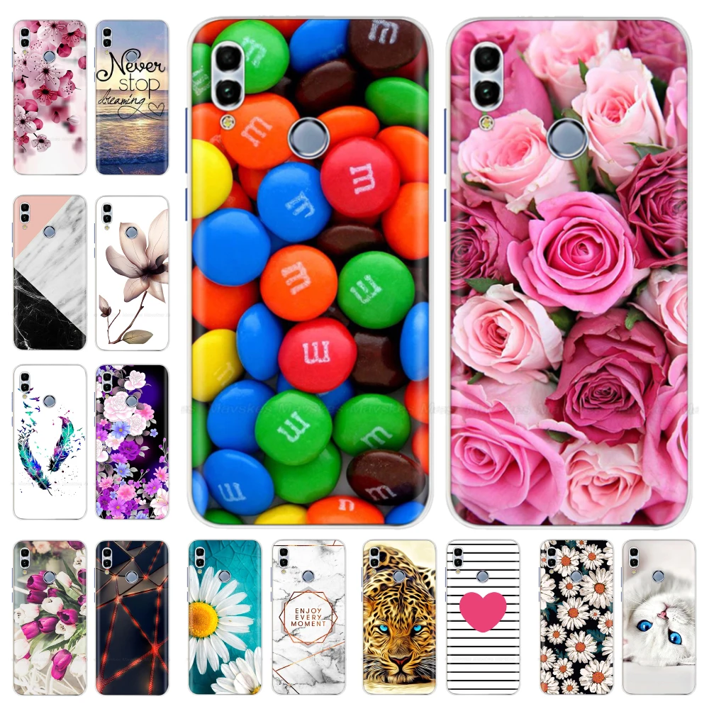 Huawei P Smart 2019 чехол мягкая и гибкая накладка из ТПУ для smart с милыми цветами