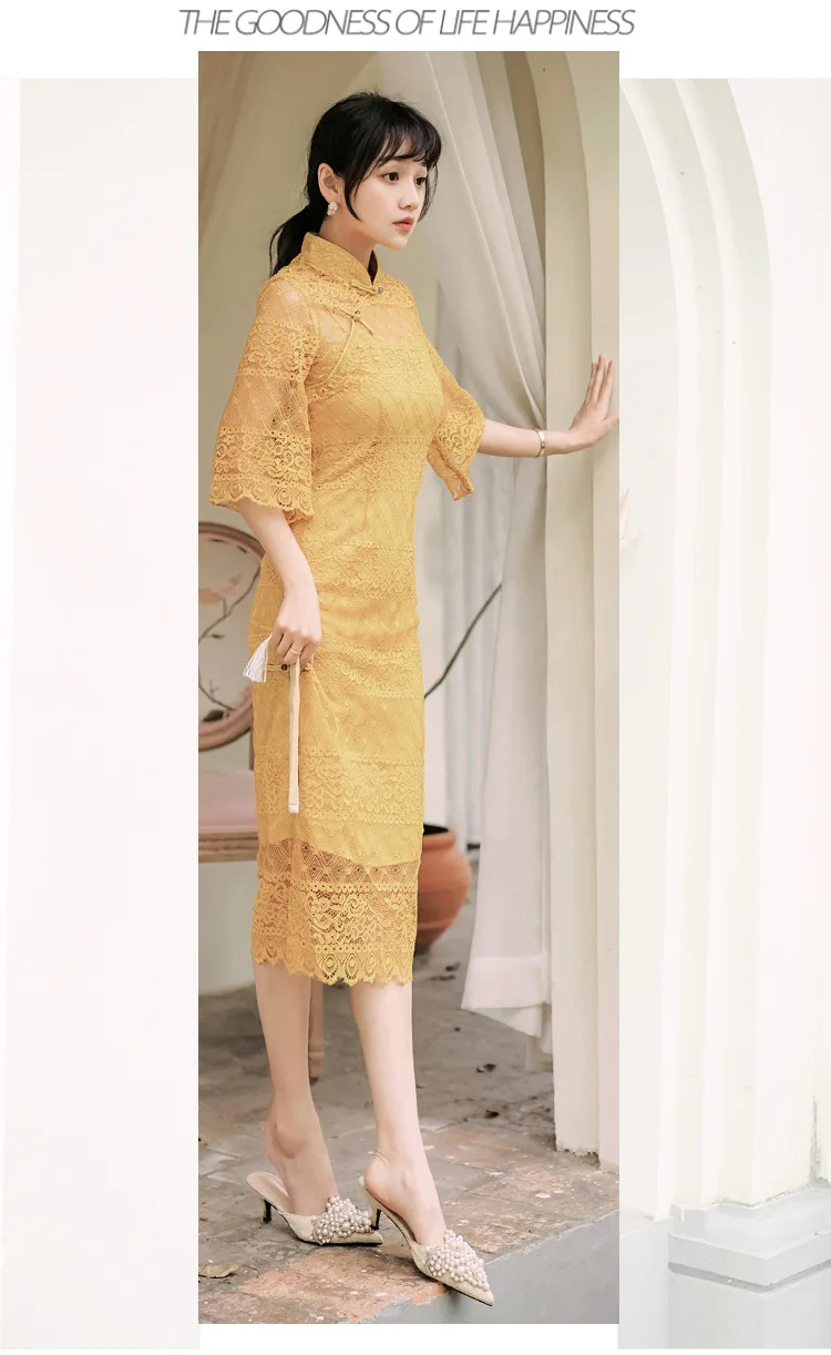 Кружевное платье Cheongsam китайские традиционные платья китайский год платье Qi Pao женское платье
