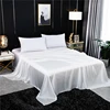 Natural Silk Flat Sheet Solid Color Bed Sheet Queen King Size Bedding Sheet High Quality Bedding Textile White Sheet 1