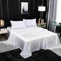 Natural Silk Flat Sheet Solid Color Bed Sheet Queen King Size Bedding Sheet High Quality Bedding Textile White Sheet 1