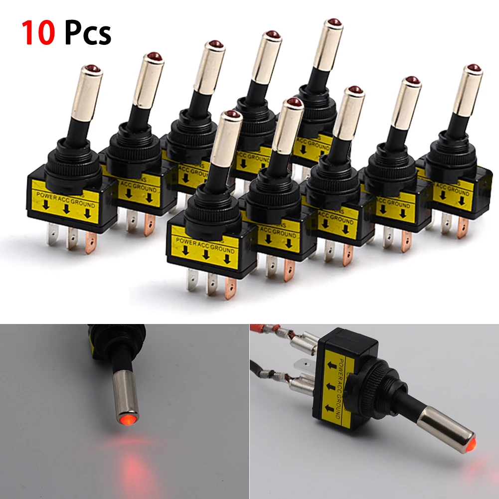 10 шт. кулисный переключатель 20A 12VDC SPST 12V Led красный светильник Авто Лодка Круглый