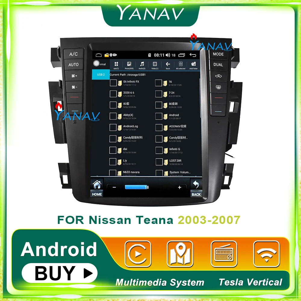 Автомобильный видеоплеер в стиле Tesla Android с GPS-Навигатором для Nissan teana 2003-2007