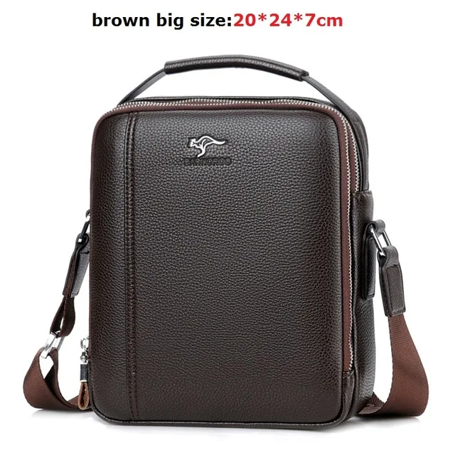 Brown Big Роскошный бренд кенгуру мужская сумка на плечо кожаная мужская сумка винтажная мужская сумка черная повседневная мужская сумка через плечо портфель маленький - Цвет: Brown Big