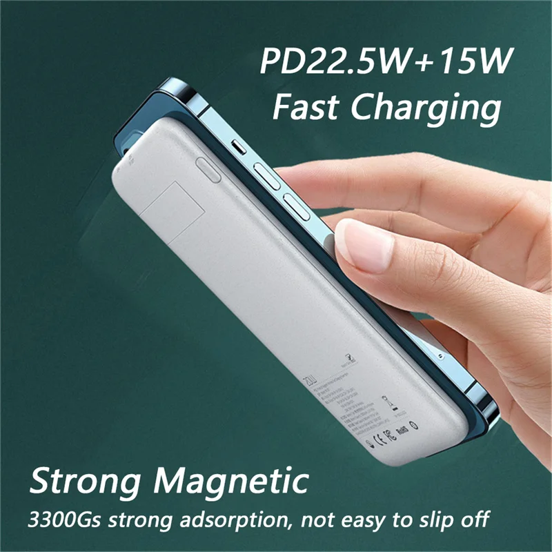 20000mAh Magnetic Wireless Power Bank For Magsafe Charger Protable Magnet External Auxiliary Battery Magsafing Charger PowerBank