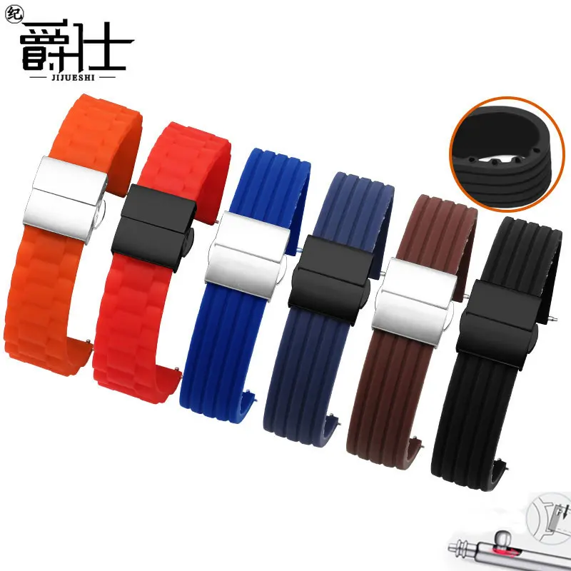 Soft Silicone Watchband Black Red Blue Orange Brown Wristband With Butterfly Buckle Replacement Belt For Men And Women | Наручные часы