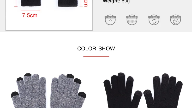Новинка, зимние утолщенные перчатки для сенсорного экрана, для женщин и мужчин, Нескользящие, на флисовой подкладке, теплые вязаные перчатки, полный палец, варежки, тянущиеся