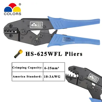 

HS-625WFL 6 10 16 25mm 10-3AWG Crimp Pliers Multi Hand Tools Tube Bootlace Terminals Crimping alicate Replaceable Dies 9 Inch