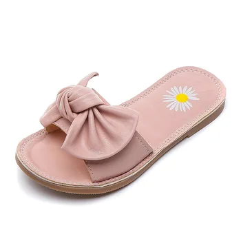 

Summer Girls Butterfly-knot Darg Slippers Casual Soft Daisy Flower Children's Princess Shoes For Medium Big Kids Beach Sandals