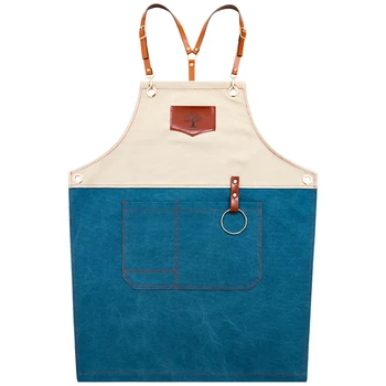 

Fashion Women Kitchen Barbecue Cooking Apron Unisex Restaurant Denim Aprons Bartender Work Uniform Cortex Sleeveless Bib