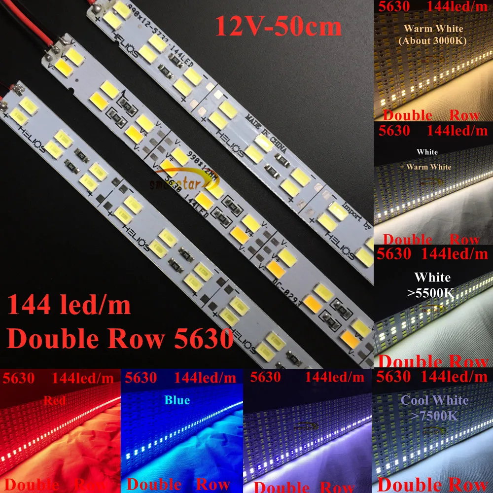 0,5 м двухрядный 5630(5730) светодиодный светильник для бара, жесткий брусок, постоянный ток 12 в 50 см, светодиодный светильник, лампа 144 светодиодный/м для рекламы, светильник