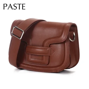 

2020 retro ins brand design women's saddle bag small 100% cow leather oil waxing Solid Crossbody Shoulder Messenger Bag