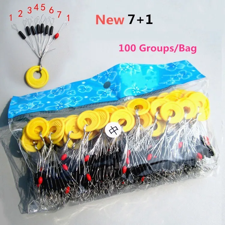 600pcs 100 Groups Rubber Stopper Fishing Line Resistance Fishing Connector Rolling Oval Beans Fly Fishing Bait Float Bobber