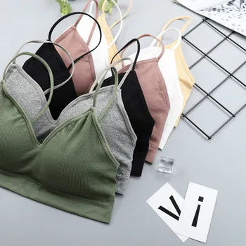 

CHRLEISURE Seamless Push Up Bra Sexy V-neck Summer Solid Fitness Underwear Anti-light Backless One-piece No Rims Bra