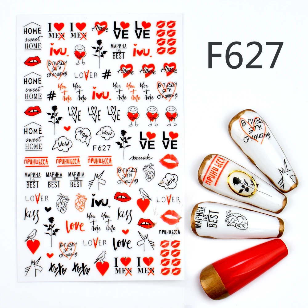

1pcs 3D Nail Stickers love Self Adhesive Sexy Designs Women Slider Decals for Nail Art Decorations Manicure Tips