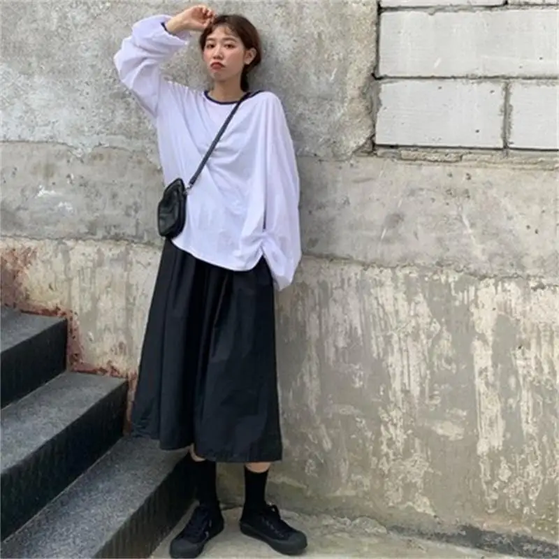 Ladies Popular Skirt Spring And Summer New Black Elasticated Waist Sag Youth Fashion Slim Waist Comfortable Half Skirt