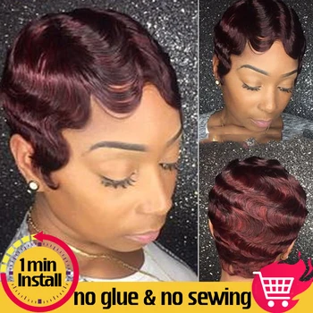 

2-5-10 Pieces/lot Short Pixie Wigs Human Hair Bulk Sale Natural Color Blonde #33 Can Mix Any Type Any Color Remy Jarin Hair
