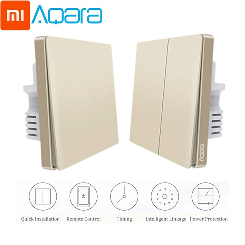 Xiaomi Aqara, настенный выключатель, Золотая версия, умный светильник, пульт дистанционного управления, Zigbee, беспроводной, без нейтрального, с нейтральным настенным выключателем