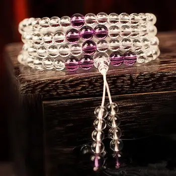 

Light-up natural white crystal 108 Buddha bead bracelet