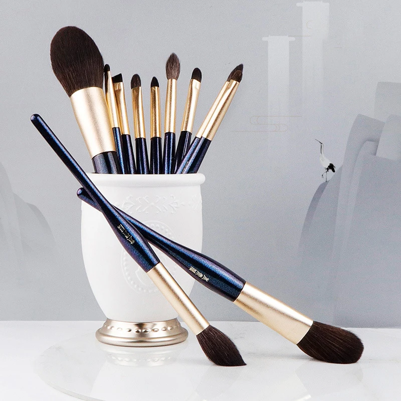 Professional 11Pcs Makeup Brushes Small Dark Green Series Set Flower Brush Beauty Tools | Красота и здоровье