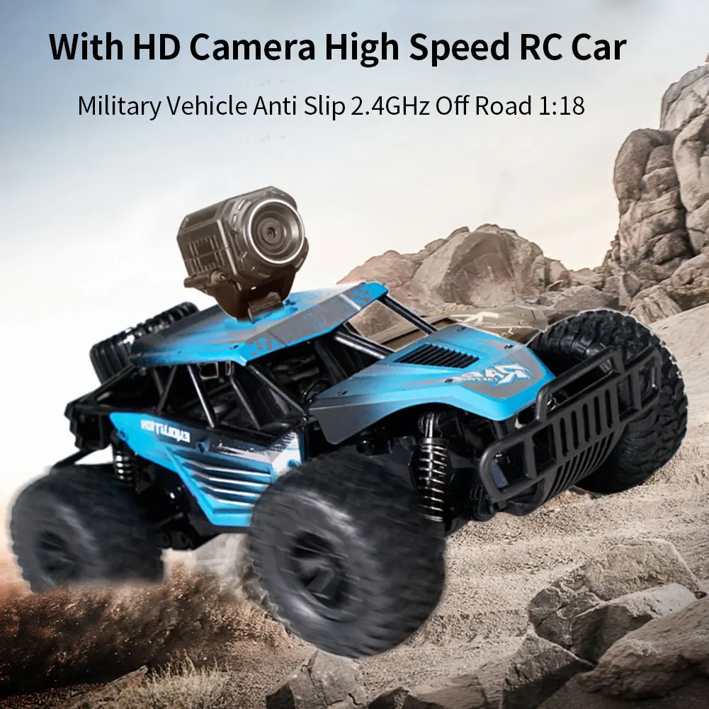 

With HD Camera Battery Operated 2.4GHz Electric Off Road Kids Toy Anti Slip Vehicle High Speed Gift Racing 1:18 RC Car 4WD