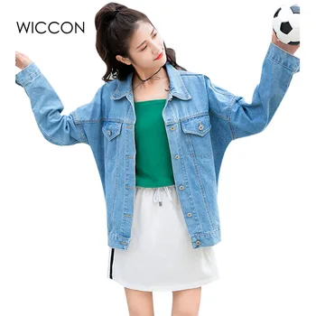 

Women Jeans Jackets Casual Tops 2020 Long Sleeve Denim women basic coats Clothing Autumn Winter Jacket Women Streetwear WICCON
