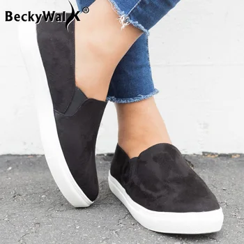 

Solid Color Women Shoes Autumn Slip On Flats Loafers Canvas Shoes Casual Sneakers Women Plus Size 43 zapatos de mujer WSH3404