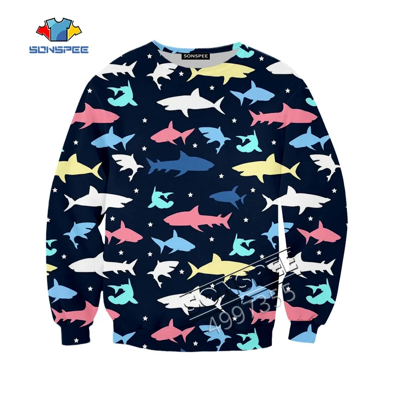 SONSPEE 2020 Candy Color shark Harajuku 3D Clothes Boys Girls Teens t shirt Kids Tops Kawaii Cap hoodies child Sweatshirts Funny (6)