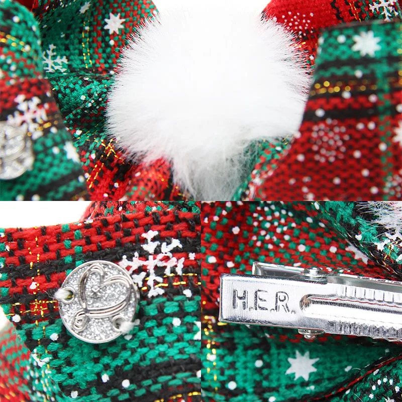 7 Inch Large Party Jojo Siwa Christmas Fur Ball Decoration Hair Bow With Clips Bowknot Hairpins Handmade Gifts Hair Accessories