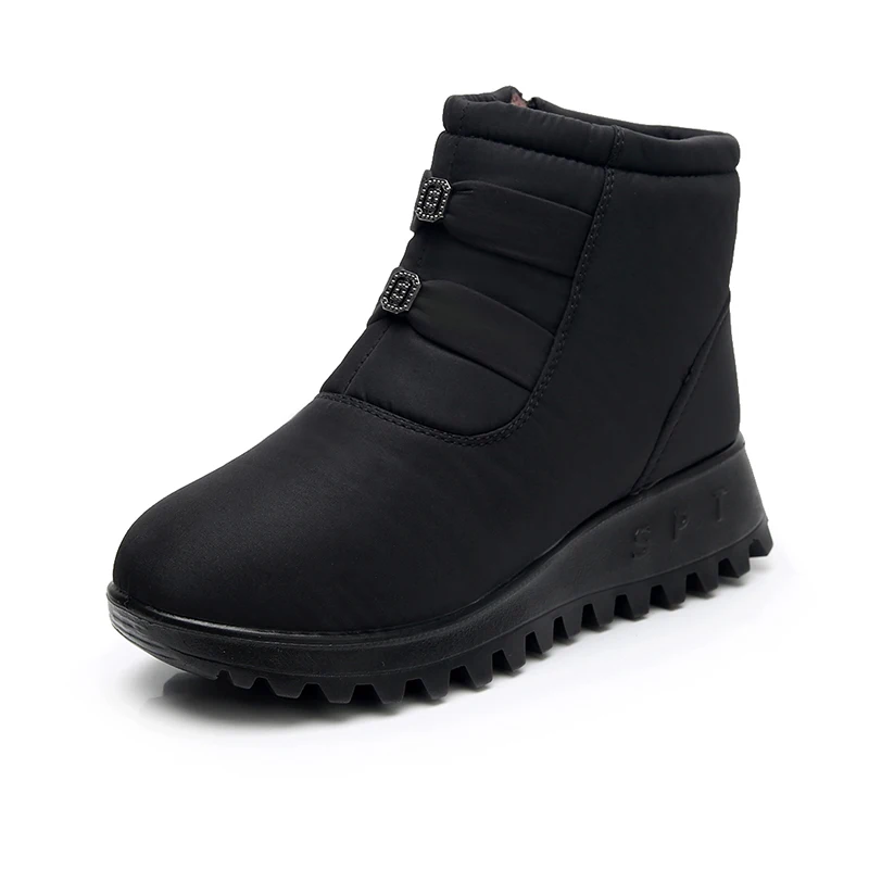 808BLACK Женские зимние ботинки; коллекция года; новые теплые зимние ботинки; женские ботильоны; хлопковые ботинки на плоской подошве; нескользящие водонепроницаемые женские зимние ботинки - Цвет: 808BLACK