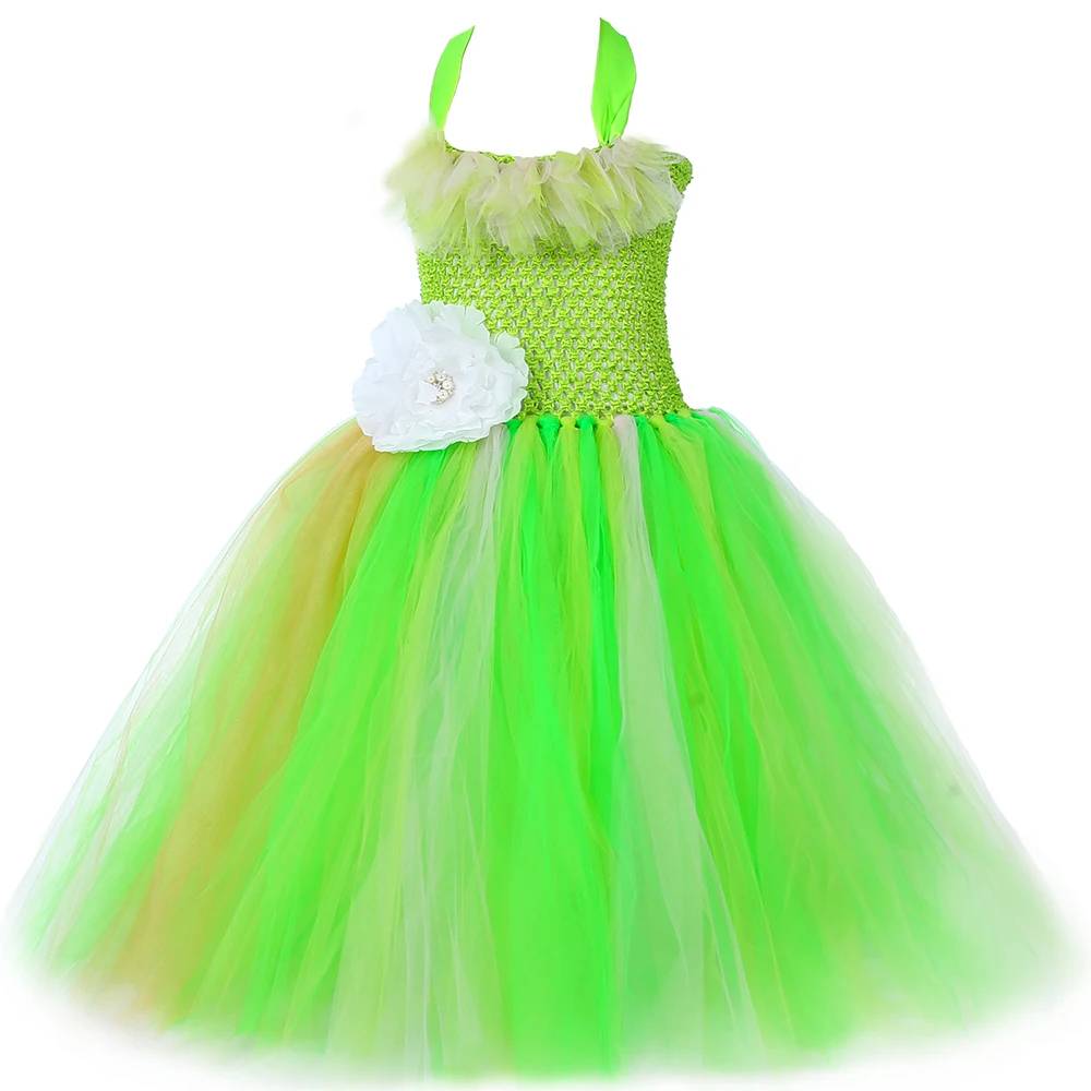 Girls Frog Princess Tutu Dress Green Tulle Flower Girl Birthday Party Gowns Kids Dresses for Halloween Costume | Детская одежда и