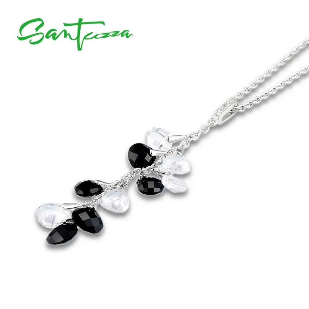Женский кулон из серебра 925 пробы с черным ониксом и белым фианитом|pendants for women|pendant