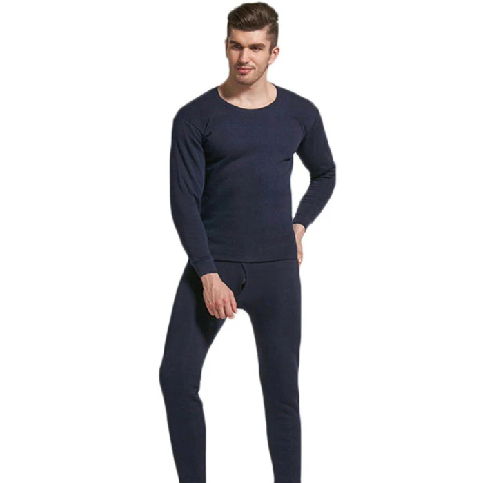 Новое поступление, осенне-зимний мужской домашний бесшовный Эластичный теплый комплект одежды, повседневный Одноцветный термобелье, пижамный комплект