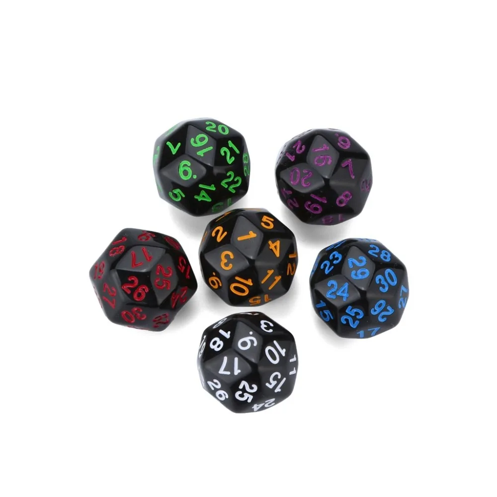 30 face dice 6Pcs dnd dice sets brand new poly dice dados de rpg party happy game polydice dobbelsteen 30 zijdig 30A20 (9)
