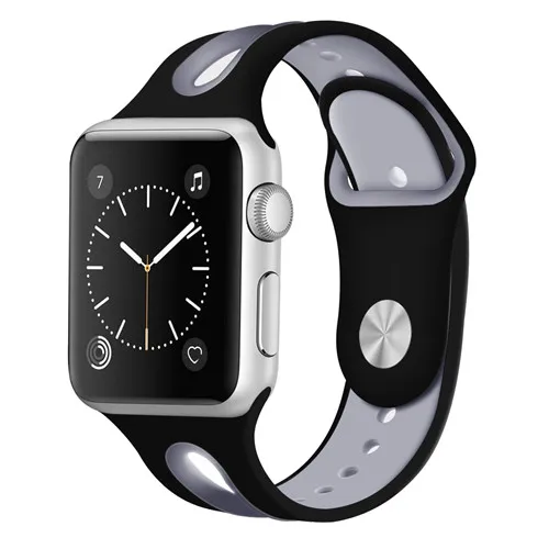 black gray Спортивный ремешок для apple watch, ремешок для apple watch 4, 3, ремешок 44 мм, 42 мм, iwatch 40 мм/38 мм, браслет на запястье, ремешок для часов - Цвет ремешка: black gray