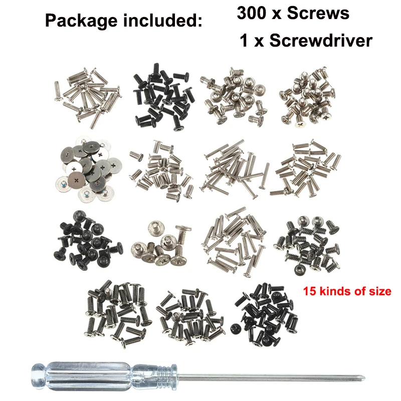 300 шт. винты для ноутбука отвертка универсальный металлический набор винтов