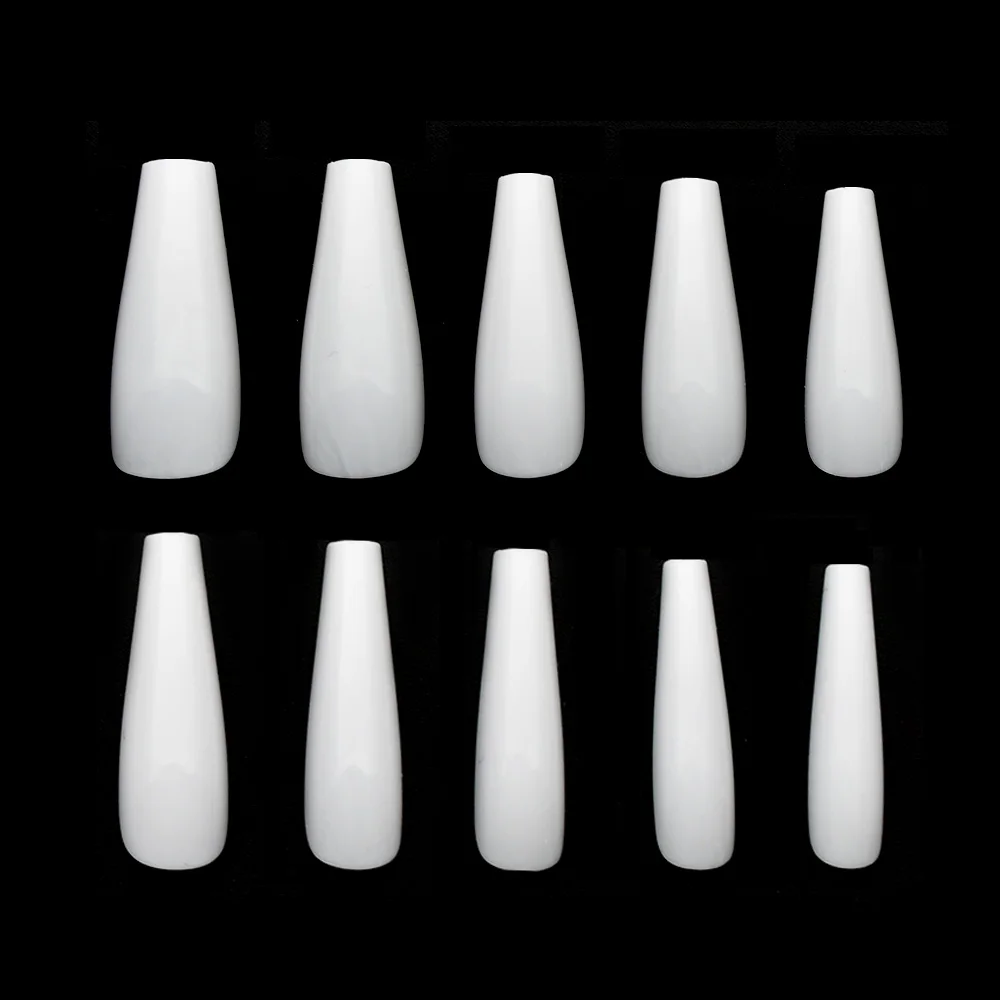 

Fingerqueen Long Stiletto Coffin Fake Nails 100pcs/box White Natural Clear Nail Tips Press On Nail Full Cover/Half Cover False