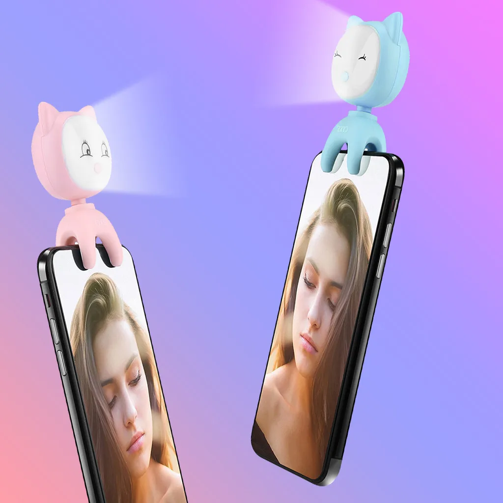 

Selfie Adjustable Phone Camera Light Cell Phone Cartoon Cat Fill-Light Clips вспышка the flash фотовспышка горящие товары#G20