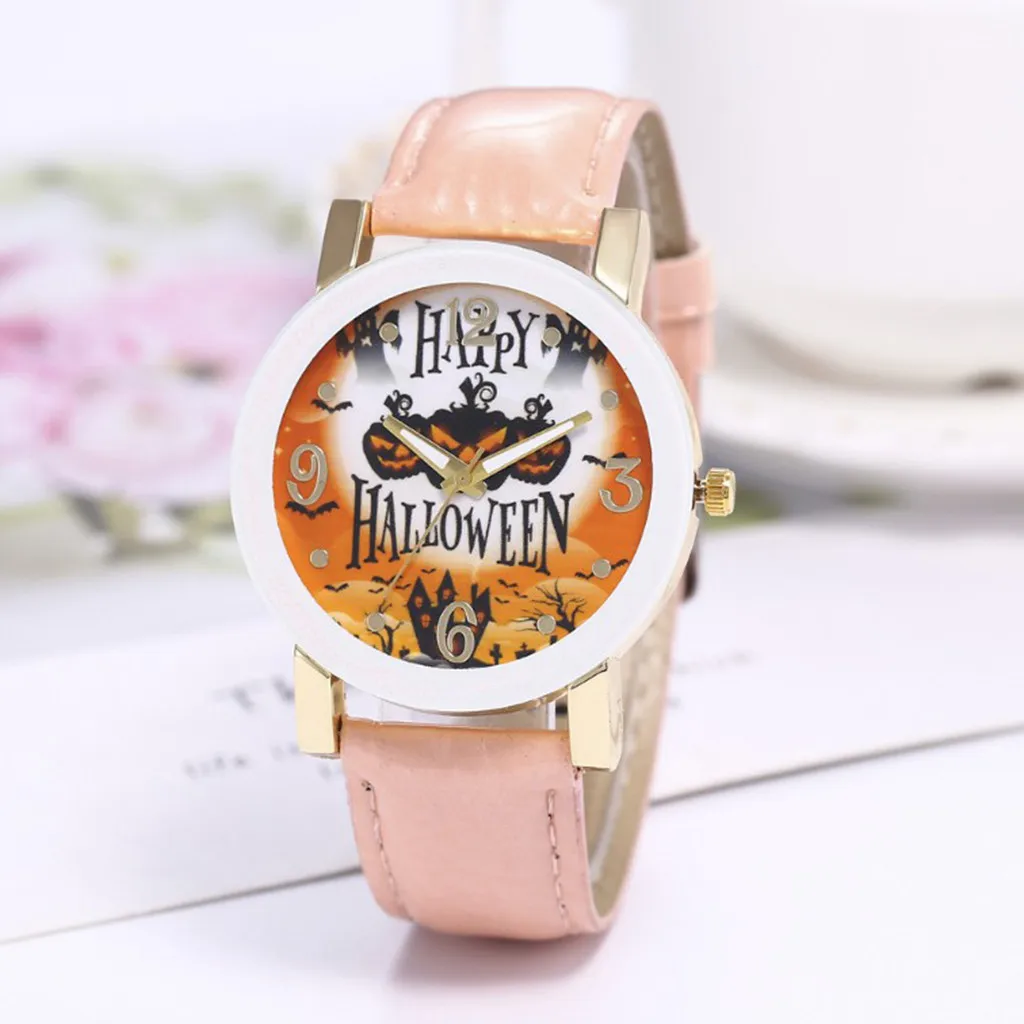 

New men and women couple watches Halloween theme pumpkin witch castle series digital scale belt quartz watch ас мђжские 50*