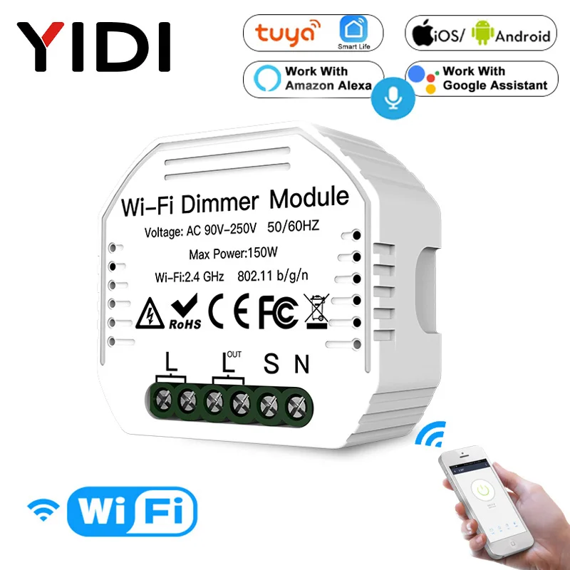 Closeout Wifi Smart Module Dimmer Switch-Breaker Wall-Light-Switch Voice-Control Tuya Alexa Google Home 6Q5XAJ73b