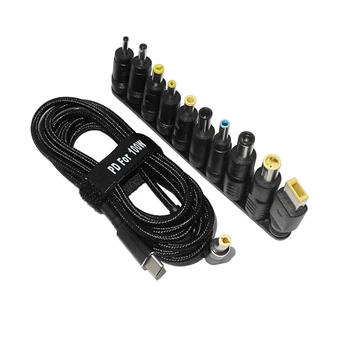 100W Type C Dc Power Adapter Jack Connector USB Type C to Universal Fast Charging Cable Cord for Lenovo Asus Hp Acer Laptop 1