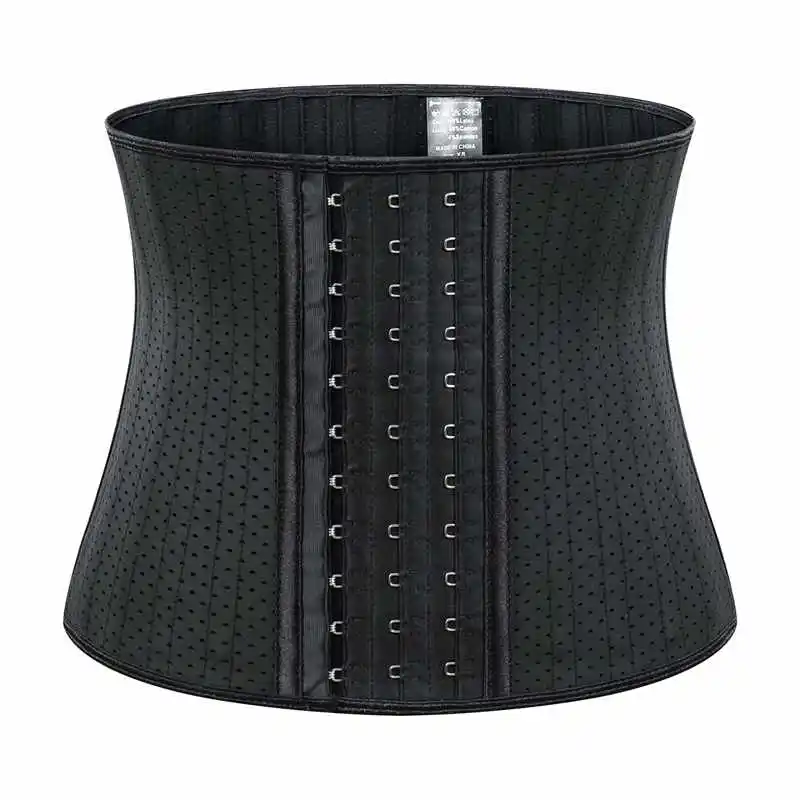 25 bones 24cm B New Black Waist Trainer Cincher Korsett For Women Modeling Strap Shapers Latex Corset 25 Steel Boned Stomach Belly Slimming Belt - Цвет: 25 bones 24cm B
