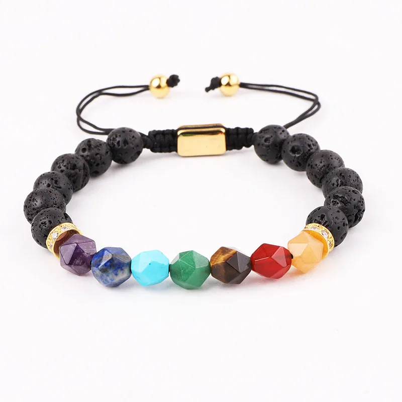 New Design High Quality 7 Chakra Stone Beads Lava Energy Healing Yoga Beaded Adjustable Macrame Bracelet Women Men - Image 4