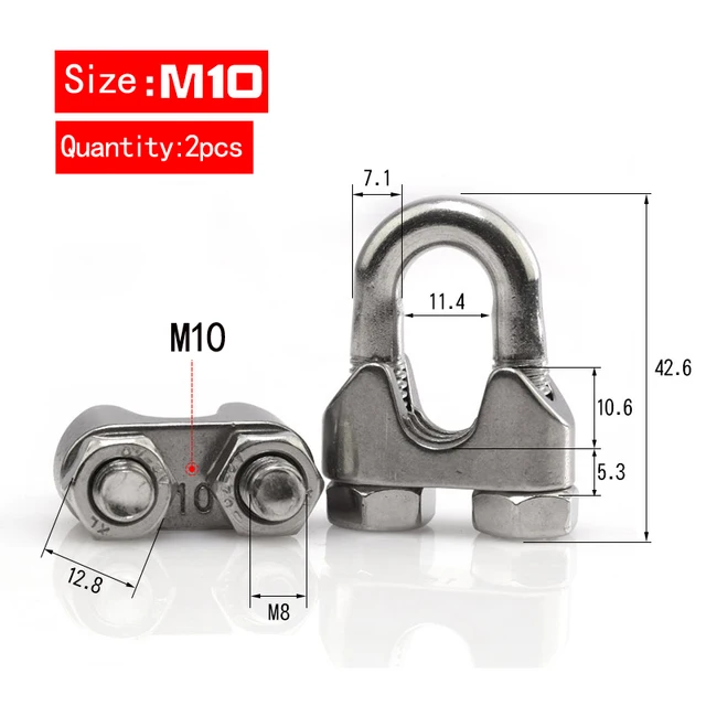 Size M8 M10 M12 M14 M16 M18 Stainless Steel Wire Rope Clamp U