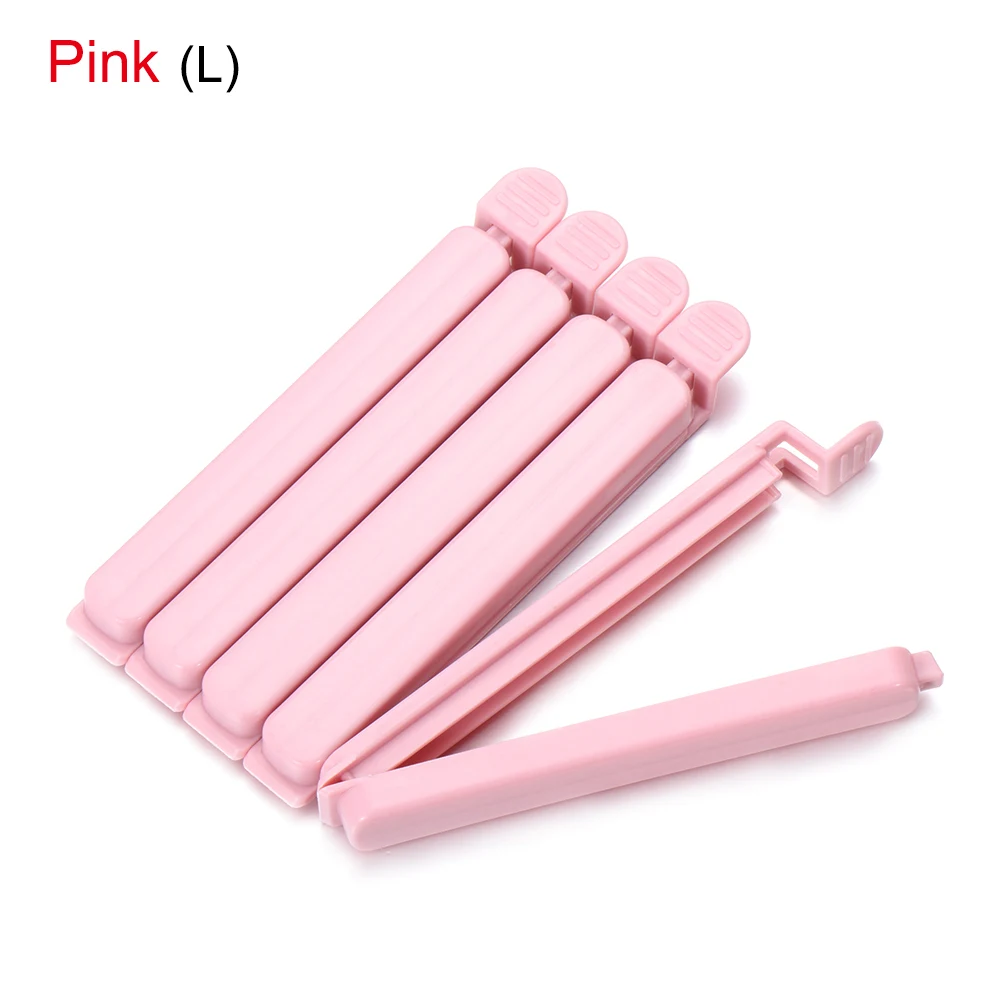 L-pink 5 шт., модный многоразовый пластиковый уплотнительный зажим, хорошее качество, конфетный цвет, пищевые зажимы, конфетный цвет, мешок для закусок, упаковщик, кухонный инструмент - Цвет: L-pink