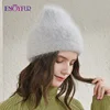 Joyfur-chapeaux d'hiver pour femmes, bonnet en fourrure angolaise, bonnet à manches courtes, couleur unie, mode, bonnets de ski, style jeune ► Photo 3/6