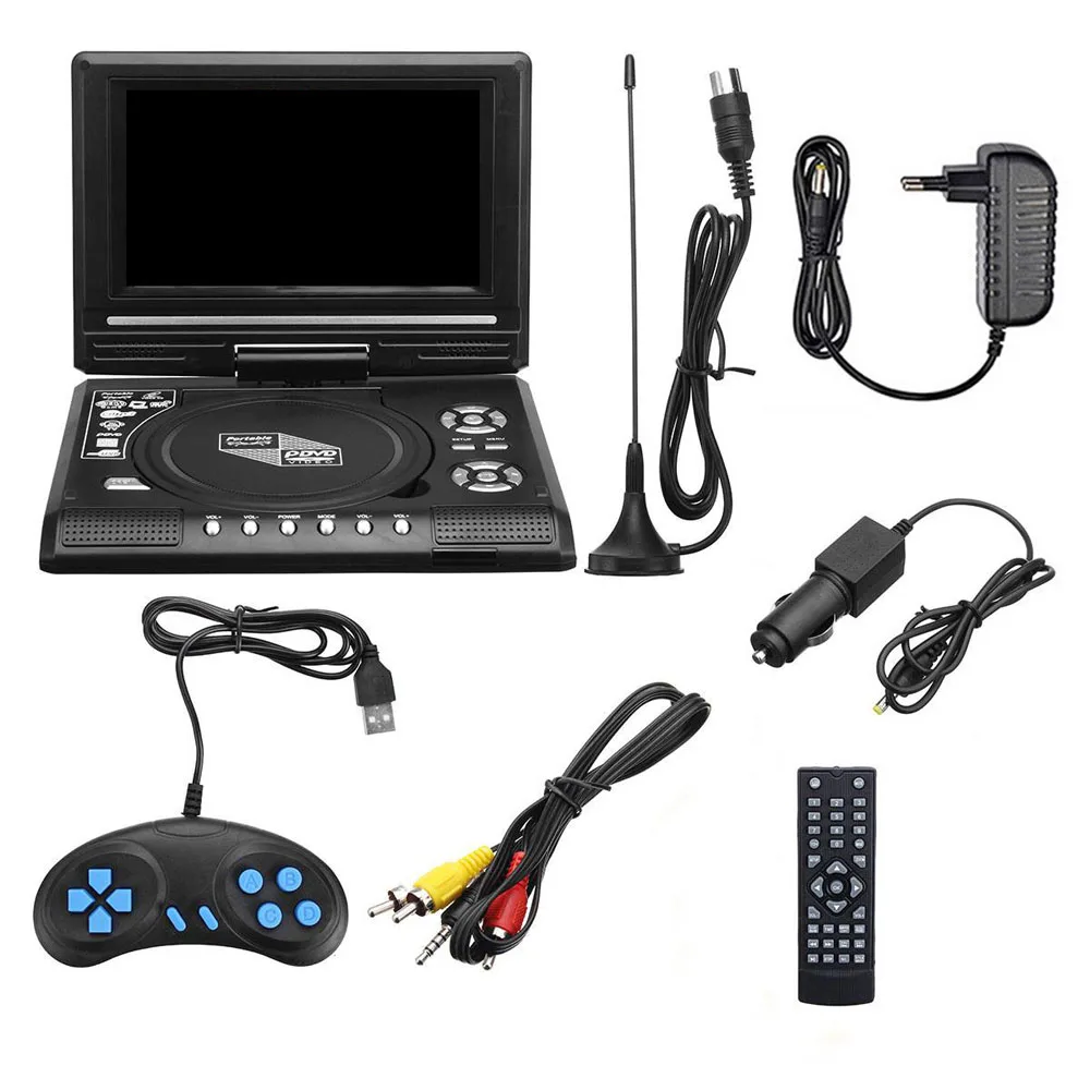 DVD Player 7.8inch 16:9 Widescreen 270&deg; Rotatable LCD Screen Home Car TV with Game Function