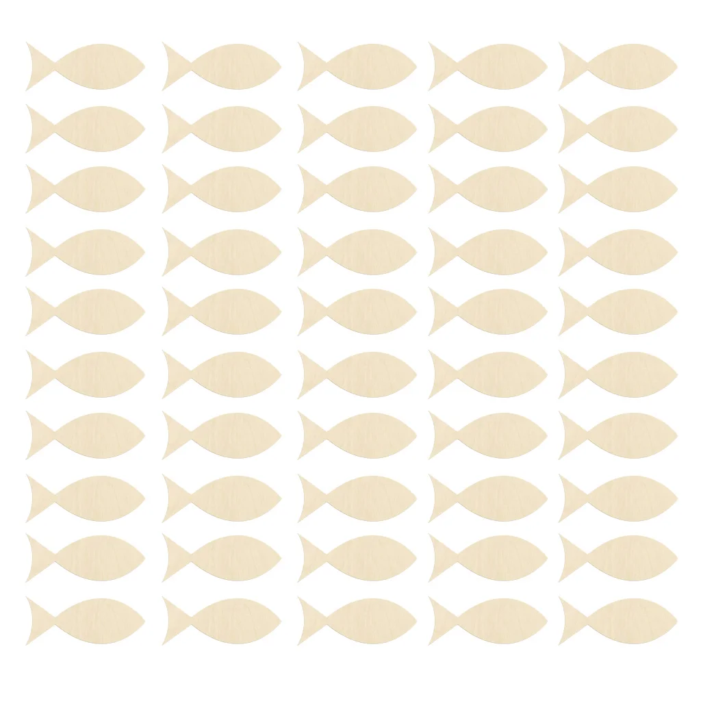 Unfinished Wood Fish Cutout Shapes, 1.57 Inch Tall, Ready to Paint or Decorate, Pack of 50 Fish Cutout for DIY and Decorations